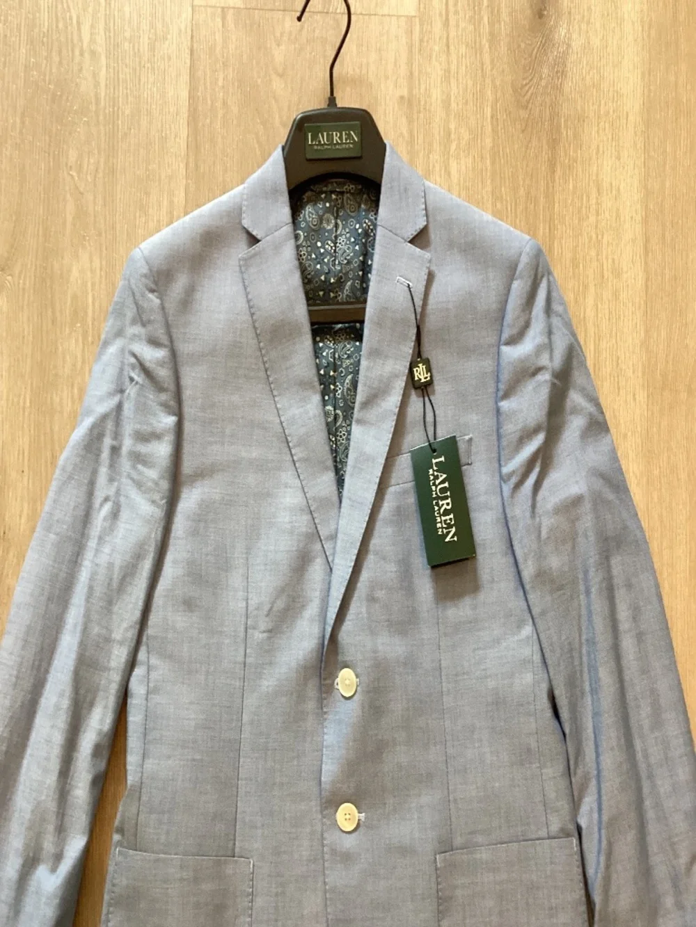 POLO RALPH LAUREN Boys Blazer Light Blue Cotton Single-Breasted NWT